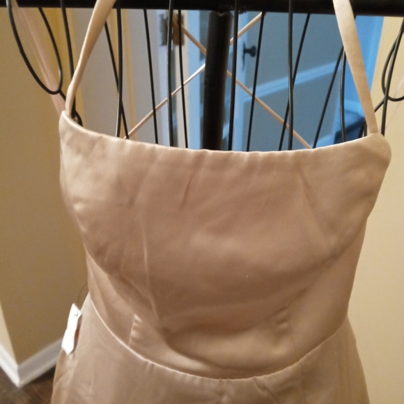 Champagne Spaghetti Strap Backless Maxidress With Side Split - Picture 3 of 7